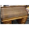 Image 2 : ANTIQUE OAK ROLL TOP DESK, WITH LOCKING KEY 46" HIGH 49" WIDE