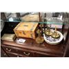 Image 1 : SHELF LOT FEATURING 3 JEWELLERY BOXES, CANDLE HOLDERS AND MORE