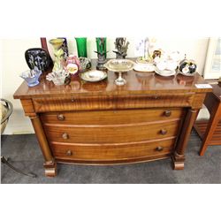 ANTIQUE MAHOGANY 5 DRAWER DRESSER ON CASTERS  51" WIDE 36" HIGH 23 1/2" DEEP