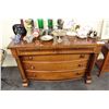 Image 1 : ANTIQUE MAHOGANY 5 DRAWER DRESSER ON CASTERS  51" WIDE 36" HIGH 23 1/2" DEEP