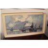 Image 1 : OIL ON CANVAS DEPICTING BOATS AT SEA 48" X 24" SIGNED LOWER RIGHT "WILL NORDEN"