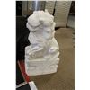 Image 2 : PAIR OF LARGE WHITE LION MARBLE DUST STATUES, (VERY HEAVY)