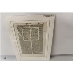 ORIGINAL PRINTED BIBLE LEAF, 1487
