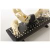 Image 2 : IVORY, RELIEF CARVED ON WOODEN BASE 8" HIGH