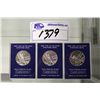 Image 1 : LOT OF 3, STERLING SILVER "FIRST STEP ON THE MOON EYEWITNESS MEDAL" STRUCK AT THE FRANKLIN MINT