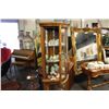 Image 2 : CORNER CURIO CABINET, WALNUT WITH GLASS SHELVES 72" HIGH X 22"