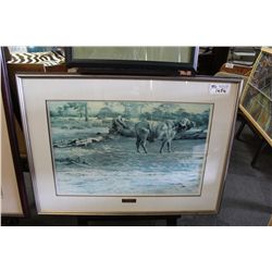 ROBERT BATEMAN FRAMED PRINT "BUFFALO AT AMBASELI"