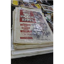 LARGE LOT OF VARIOUS ONE SHEETS INCL. WILD BILL HICOCK RIDES, RIDERS OF THE DEADLINE AND IN OLD