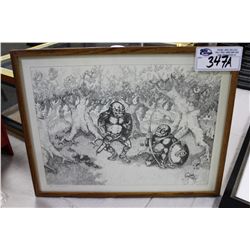 ORCS OF MORDOR' LIMITED EDITION FRAMED PRINT, SIGNED BY RUDY LISKOP 96/900