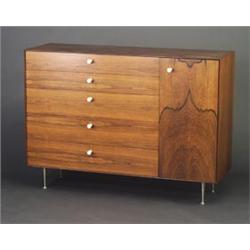 Exceptional GEORGE NELSON for HERMAN MILLER "Thin-Edge" rosewood veneer chest with five graduated...