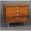 Image 1 : Exceptional GEORGE NELSON for HERMAN MILLER "Thin-Edge" walnut veneer four-drawer chest with whit...