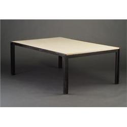 VAN KEPPEL-GREEN  Quarto  dining table with black enameled aluminum frame and inset beige laminat...