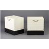 Image 1 : Pair of TOMMI PARZINGER ivory enameled nightstands with prunted case with drop-front, brass hardw...