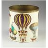 Image 1 : PIERO FORNASETTI metal wastepaper basket, transfer-decorated on enamel with colorful balloon moti...