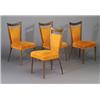 Image 1 : Set of four GIO PONTI dining side chairs with curved crest rails and flaring legs, upholstered in...