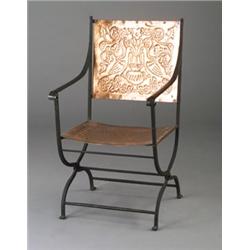 Rare MORGAN COLT Gothic armchair en suite with preceding, with paired peacocks. 37 1/2"x 21" x 23...