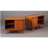 Image 1 : Pair of VLADIMIR KAGAN cherry nightstands, each with an open cabinet with adjustable shelf next t...