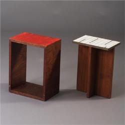 Two VLADIMIR KAGAN custom-designed accessory tables, a small occasional table with cross base and...