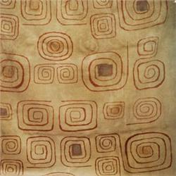 Room-size pile rug, 1950s, with sienna spirals randomly overlaid with tan and gray patches on a b...