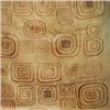 Image 1 : Room-size pile rug, 1950s, with sienna spirals randomly overlaid with tan and gray patches on a b...