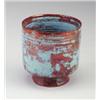 Image 1 : Fine BEATRICE WOOD footed straight-walled vessel covered in a lustered oxblood and turquoise glaz...