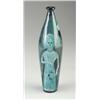 Image 1 : PILLIN tall bottle in shades of teal, aqua and black of a woman with three birds and a woman hold...