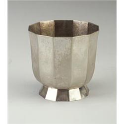 JOSEF HOFFMANN at WIENER WERKSTATTE fine and rare silver-plated vase with faceted body and foot....