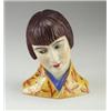 Image 1 : Fine KERAMOS Art Deco bust of a woman wearing an orange and yellow kimono, in polychrome. Stamped...