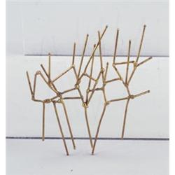 Early HARRY BERTOIA brass hair ornament, c. 1943, of welded, burnished rods. (A gift from the art...