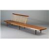 Image 1 : Unusual GEORGE NAKASHIMA long spindle-back walnut bench with free-edge plank seat on six tapering...