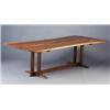 Image 1 : Exceptional GEORGE NAKASHIMA walnut dining table with two free-edge bookmatched planks connected...