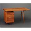 Image 1 : Fine and rare GEORGE NAKASHIMA single pedestal cherry desk with three drawers, cantilevered recta...