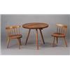 Image 1 : Rare GEORGE NAKASHIMA child's walnut table and chair set, 1987, with two diminutive Mira chairs a...