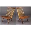 Image 1 : Two GEORGE NAKASHIMA spindle-back walnut lounge chairs, 1978, with broad saddle seats and flaring...