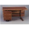 Image 1 : GEORGE NAKASHIMA single pedestal walnut receptionist's desk with three drawers, privacy screen, a...