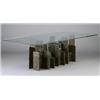 Image 1 : PAUL EVANS for DIRECTIONAL PE 139 sculptured bronze dining table, 1971, with multi-level vertical...