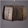Image 1 : Rare PAUL EVANS hanging light fixture with eight-sectioned pierced sheet metal with copper and en...