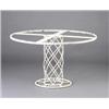 Image 1 : JEAN ROYERE pedestal dining table with enameled white wire column and frame top inset with clear...