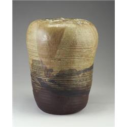 Monumental and important TOSHIKO TAKAEZU stoneware closed-form sculpture with internal rattle, di...