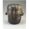 Image 1 : Fine TOSHIKO TAKAEZU closed sculptural stoneware form with hand-modeled top panel, mid-section, a...