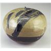 Image 1 : TOSHIKO TAKAEZU squat stoneware moonpot with exceptional dipped and brushed glazes: mottled beige...