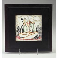 Fine and rare tile designed by GIO PONTI for RICHARD GINORI "Il Fumatore Stanco" ("the tired smok...