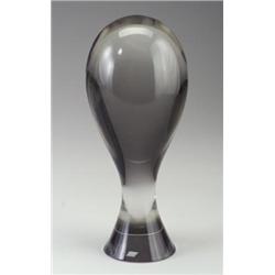 Large SEGUSO clear glass sculpture of a stylized eliptical head form with optical inversion prope...