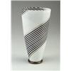 Image 1 : DINO MARTENS tall flaring vase with a cane spiral stripes of lattimo. black and aventurine glass....