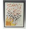 Image 1 : ALEXANDER CALDER color lithograph of sun with stylized flags in orange, yellow and black, framed....