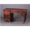 Image 1 : Austrian Secessionist mahogany desk with four panel-front drawers and a cabinet, short corbels un...