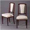 Image 1 : Pair of LOUIS MAJORELLE mahogany side chairs with footed forelegs and white brocade upholstered b...