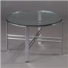 Image 1 : WOLFGANG HOFFMAN tubular chrome coffee table with inset cirular plate glass top. Unmarked. 17" x...