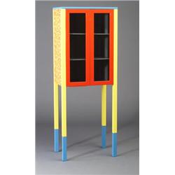 GEORGE JAMES SOWDEN (English, b. 1941) for MEMPHIS enamel chest, 1981, in yellow, red and turquoi...