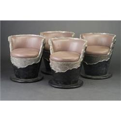 Four Post- Modern cone-shaped marble chairs, attributed to GAETANO PESCE, of